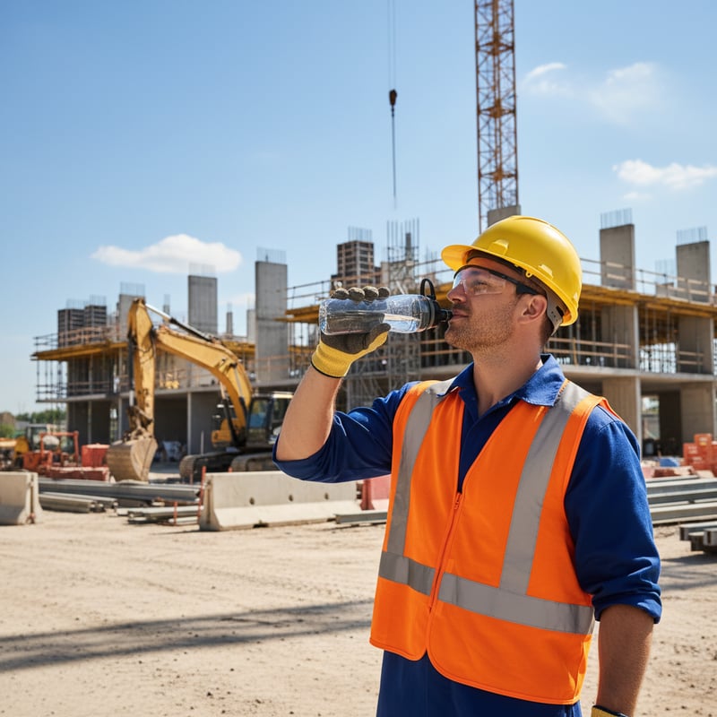 Construction worker staying hydrated